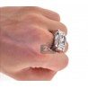 Mens Diamond Rectangle Pinky Ring 14K White Gold 1.49 ct