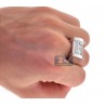Mens Princess Cut Diamond Pinky Ring 14K White Gold 1.67 ct