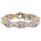 14K Two Tone Gold 13.65 ct Diamond Link Mens Bracelet 8 1/2 Inch