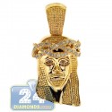 10K Yellow Gold 0.23 ct Diamond Jesus Head Religious Pendant