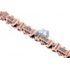 Mens Diamond Link Bracelet 14K Rose Gold 4.04 ct 12mm 8.5"