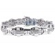 14K White Gold 3.93 ct Diamond Flat Link Mens Bracelet 8.5 Inches