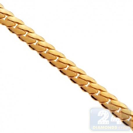 Italian 10K Yellow Gold Cuban Solid Link Womens Chain 2.5 mm