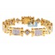 14K Yellow Gold 5.33 ct Princess Diamond Mens Bracelet 8 1/4 Inch