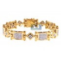 14K Yellow Gold 5.33 ct Princess Diamond Mens Bracelet 8 1/4 Inch