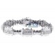 14K White Gold 2.01 ct Baguette Diamond Link Mens Bracelet