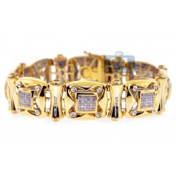 14K Yellow Gold 4.03 ct Diamond Link Mens Bracelet 8 1/4 inch