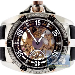 Mens Diamond Mechanical Skeleton Watch Aqua Master 1.25 ct
