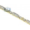 Womens Diamond Slim Link Bracelet 14K Yellow Gold 2.43 ct 7.5"