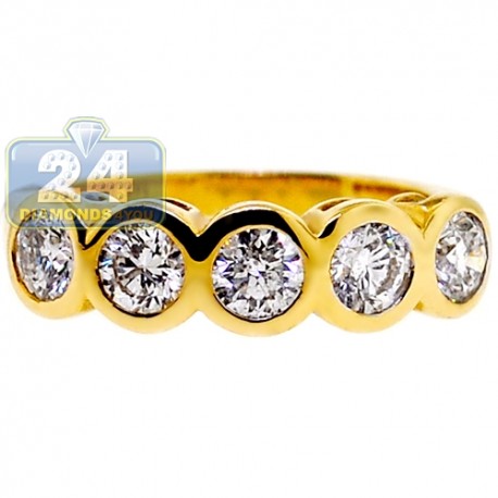 14K Yellow Gold 1.61 ct Five Diamond Womens Anniversary Ring