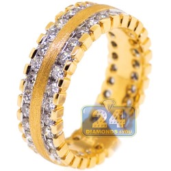 Matte 14K Yellow Gold 1.84 ct Diamond Womens Eternity Ring