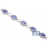 Womens Blue Sapphire Diamond Halo Bracelet 18K White Gold 6.80 ct