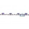 Womens Blue Sapphire Diamond Halo Bracelet 18K White Gold 6.80 ct