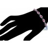 Womens Ruby Diamond Halo Tennis Bracelet 18K White Gold 6.15 ct