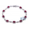 Womens Ruby Diamond Halo Bracelet 18K White Gold 9.78 ct 7.25"