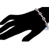 Womens Ruby Diamond Halo Bracelet 18K White Gold 9.78 ct 7.25"