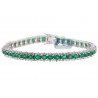 Womens Emerald Diamond Tennis Bracelet 18K White Gold 10.53 ct