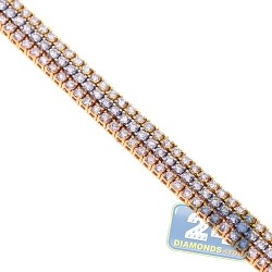 Womens Diamond Tennis Bracelet 18K Three Tone Gold 6.68 ct 7.5"
