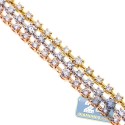 18K 3-Tone Gold 4.32 ct Diamond Station Womens Tennis Bracelet