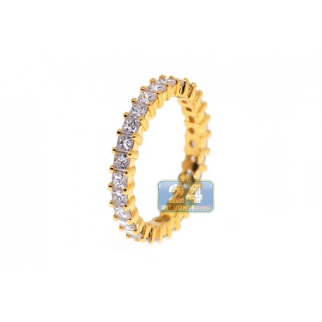 Womens Princess Diamond Eternity Band Ring 14K Yellow Gold 2.11ct