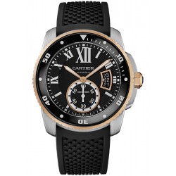 W7100055 Calibre de Cartier Diver 18K Pink Gold Steel Rubber Watch