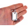 Mens Diamond ID Style Dog Tag Pendant 10K White Gold 0.84ct