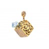 Mens Diamond Magic Cube Square Pendant 14K Yellow Gold 2.68ct