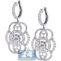 14K White Gold 7.22 ct Diamond Womens Dangle Earrings 2 inch
