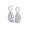 Womens Diamond Dangle Earrings 14K White Gold 7.22 ct 2 inch