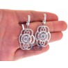 Womens Diamond Dangle Earrings 14K White Gold 7.22 ct 2 inch