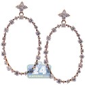 18K Rose Gold 3.91 ct Diamond Womens Oval Dangle Earrings
