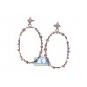 Womens Diamond Oval Open Dangle Earrings 18K Rose Gold 3.91 ct