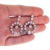 Womens Diamond Cluster Dangle Earrings18K White Gold 3.18 ct