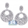 Womens Bezel Diamond Round Dangle Earrings 18K White Gold 6.67 ct
