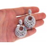 Womens Bezel Diamond Round Dangle Earrings 18K White Gold 6.67 ct