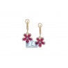 Womens Diamond Ruby Flower Drop Earrings 14K Yellow Gold 2.21 ct