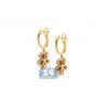 Womens Diamond Ruby Flower Drop Earrings 14K Yellow Gold 2.21 ct