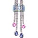 18K White Gold 4.98 ct Diamond Sapphire Double Drop Earrings