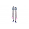 Womens Diamond Sapphire Double Drop Earrings 18K Gold 4.98 ct