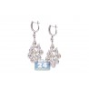 Womens Diamond Sapphire Dangle Flame Earrings 18K Gold 6.43ct
