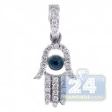 14K White Gold 0.23 ct Diamond Evil Eye Hamsa Pendant
