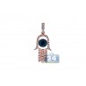 Mens Womens Diamond Evil Eye Hamsa Pendant 14K Rose Gold 0.50ct