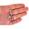 Mens Womens Diamond Evil Eye Hamsa Pendant 14K Rose Gold 0.50ct
