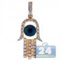 14K Yellow Gold 0.50 ct Diamond Evil Eye Hamsa Pendant