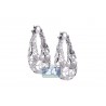 Womens Diamond Openwork Oval Hoop Earrings 18K White Gold