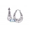 Womens Diamond Openwork Oval Hoop Earrings 18K White Gold