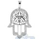 14K White Gold 1.44 ct Diamond Filigree Hamsa Hand Pendant