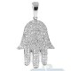 14K White Gold 1.25 ct Diamond Hamsa Hand Jewish Pendant