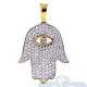 14K Yellow Gold 0.59 ct Diamond Evil Eye Hamsa Hand Pendant