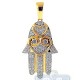 14K Yellow Gold 0.46 ct Diamond Heart Hamsa Hand Pendant